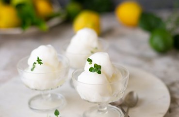 Lemon sorbet infused with thyme